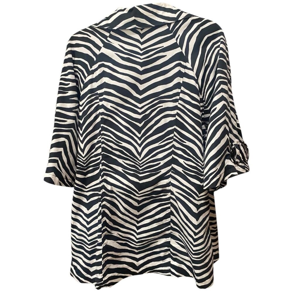 Lane Bryant Size 18 Jacket Zebra Pattern Coat 3/4 Sleeve Double Breasted - Picture 3 of 13